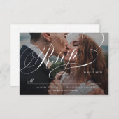 Elegante klassieke kalligrafie foto bruiloft RSVP  (Voorkant / Achterkant)