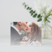 Elegante klassieke kalligrafie foto dank u briefkaart (Staand voorkant)