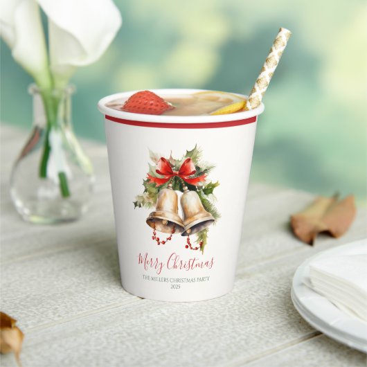 Elegante Klassieke Kerst Papieren Bekers - Rood &  (Insitu)