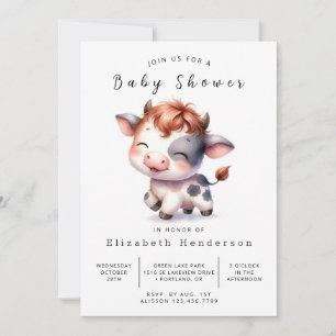 Elegante klassieke koe baby shower met dieren kaart