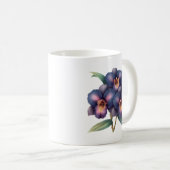 Elegante klassieke marineblauwe en paarse orchidee koffiemok (Voorkant rechts)