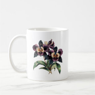Elegante klassieke mauve en zwarte orchidee koffie koffiemok