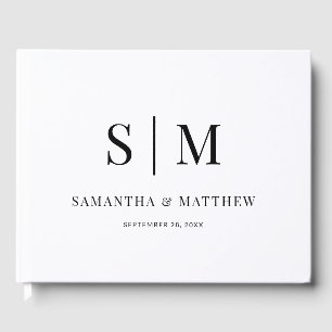 Elegante Klassieke Minimale Monogram Huwelijk Gastenboek