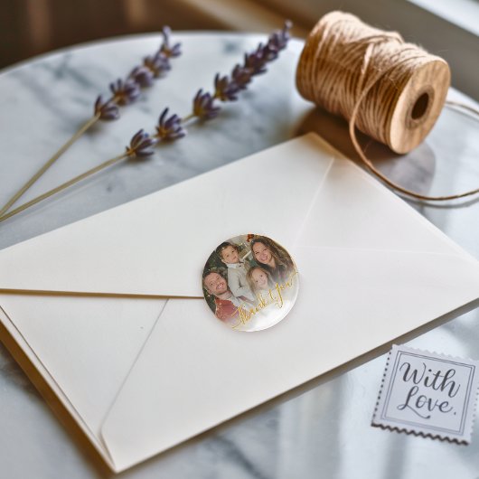 Elegante klassieke moderne aangepaste foto wit en ronde sticker