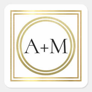 Elegante klassieke moderne bruiloft monogram vierkante sticker