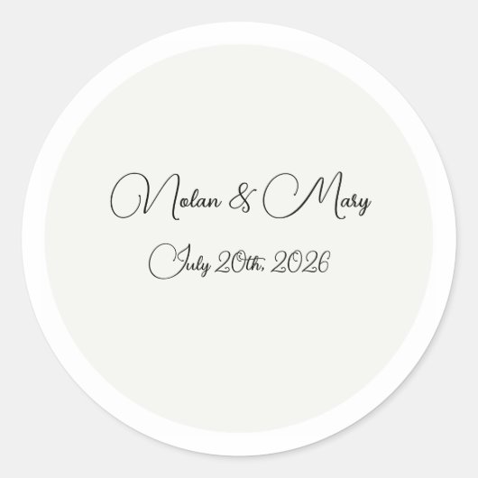 Elegante Klassieke Monogram Trouw Ronde Sticker (Voorkant)