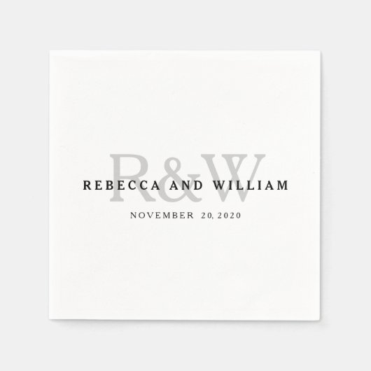 Elegante Klassieke Monogram Trouwpapier Servetten (Voorkant)