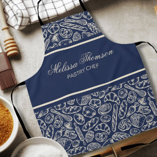 Elegante Klassieke Navy Blauwe Cake Bakkerij Chef Schort