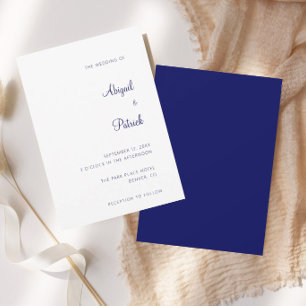 Elegante Klassieke Navy Blauwe & Witte Trouwdag Kaart