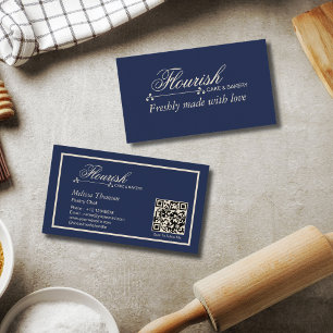 Elegante klassieke Navy Blue Pastry Chef Business Visitekaartje