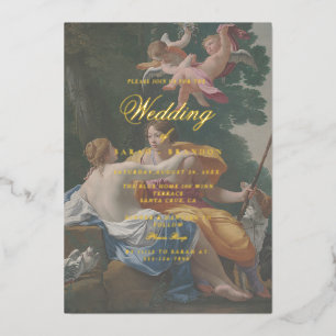 Elegante Klassieke Oude Schilderij Huwelijk Folie Uitnodiging