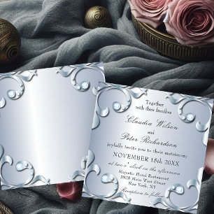 Elegante klassieke platina met edelstenen bruiloft kaart
