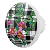 Elegante klassieke rode waterverf bloemenzwart wit keramische knop (Rechts)