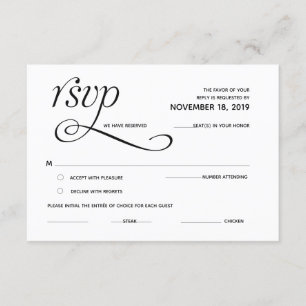 Elegante Klassieke RSVP (Antwoord) Bijlagekaart Informatiekaartje