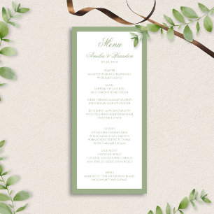Elegante Klassieke Saliegroene Rand Script Bruilof Menu