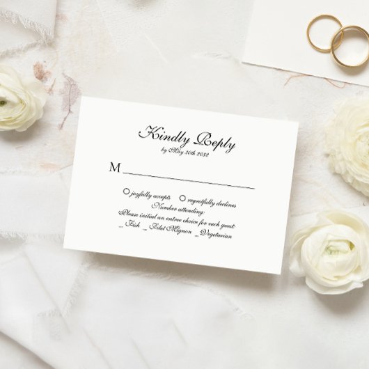 Elegante klassieke script monogram bruiloft RSVP