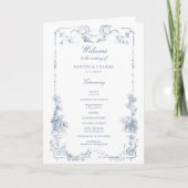 Elegante klassieke stoffige blauwe Franse bloem Programma (Voorkant)