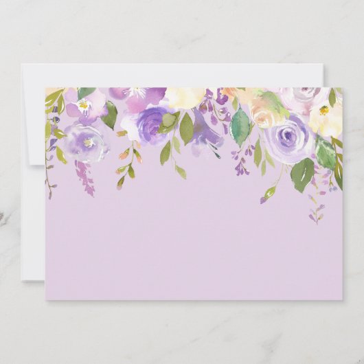 Elegante klassieke stoffige Paarse violette bloeme Save The Date (Achterkant)