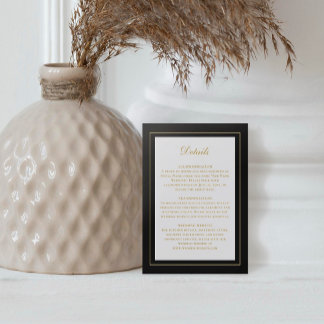 Elegante Klassieke Tijdloze Eenvoudige Gouden Zwar Informatiekaartje