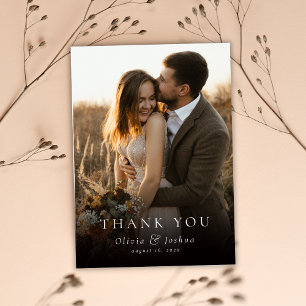 Elegante klassieke typografie foto-overlay bruilof bedankkaart