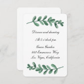 Elegante Klassieke Waterverf Groene Bladeren Ontva Aankondiging (Voorkant / Achterkant)