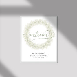 Elegante Klassieke Witte Bloem Bruiloft Welcome Poster