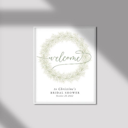 Elegante Klassieke Witte Bloem Bruiloft Welcome Poster