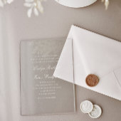 Elegante klassieke witte script bruiloft acryl uitnodigingen