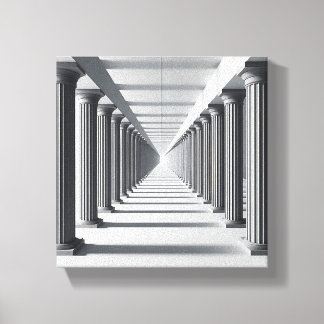 Elegante Klassieke Zuilengang Kunst - Oneindige Ar Canvas Afdruk