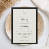 Elegante klassieke zwart & Ecru bruiloft Kaart