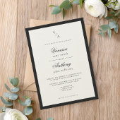 Elegante klassieke zwart & Ecru bruiloft Kaart