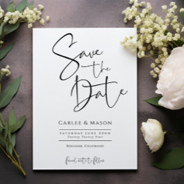 Elegante klassieke zwart-wit bruiloft save the date