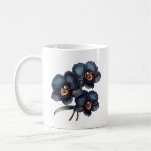 Elegante klassieke zwarte orchidee koffie mok