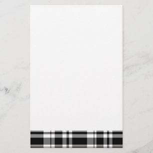 Elegante klassieker Black White Plaid Briefpapier