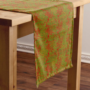 Elegante Klassieker William Morris Rood Groen Goud Medium Tafelloper