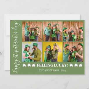 Elegante Klavertje Drie St. Patrick's Dag Familie Feestdagenkaart