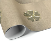 Elegante Klavertje Drie St. Patrick's Dag Leren Cadeaupapier (Rol Hoek)