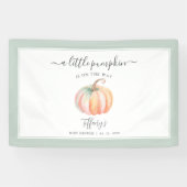 Elegante kleine pompoen is op weg naar het Baby sh Spandoek (Horizontaal)