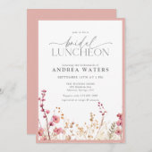 Elegante kleine roze bloemen bruiloft luncheon uit kaart (Voorkant / Achterkant)