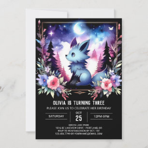 Elegante kleine wolf verjaardag kaart