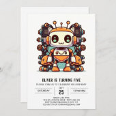 Elegante kleurrijke Antiek robotverjaardag Kaart (Voorkant / Achterkant)