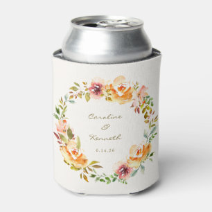 Elegante Kleurrijke Aquarel Bloem Bruiloft Custom  Blikjeskoeler