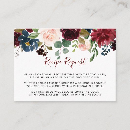 Elegante Kleurrijke Bloem Bruiloft Recept Verzoek Informatiekaartje (Voorkant)