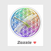 Elegante kleurrijke bloem van het leven libel kuns sticker (Vel)