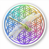 Elegante kleurrijke bloem van het leven libel kuns sticker (Voorkant)