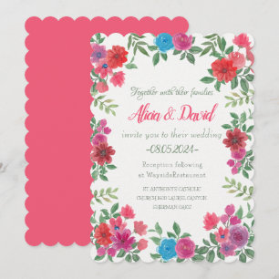 Elegante  Kleurrijke Bloemen Bruiloft Kaart