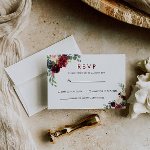 Elegante Kleurrijke Bloemige RSVP Kaartje