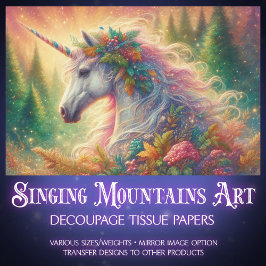 Elegante Kleurrijke Eenhoorn Portret Decoupage Tissuepapier