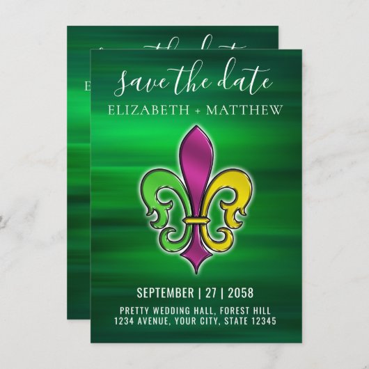 Elegante kleurrijke Fleur de Lis design uitnodigin Kaart (Voorkant / Achterkant)