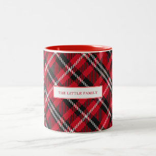 Elegante kleurrijke geruite kerst persoonlijke tweekleurige koffiemok